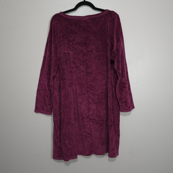 J. JILL PUREJILL Burgundy Crushed Velvet Fall Knee Length Shift Dress Size XL - Picture 2 of 10